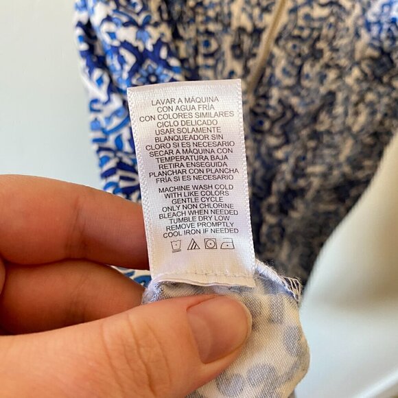 MILLY for DESIGN NATION Fit and Flare Blue White Floral Printed Dress - Picture 10 of 10